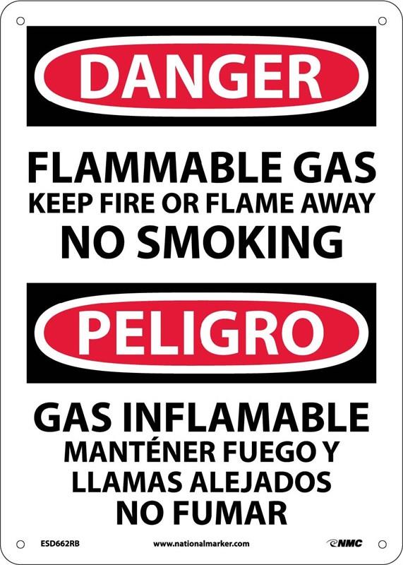 DANGER FLAMMABLE GAS NO SMOKING 14X10 - Flammable Storage Cabinets